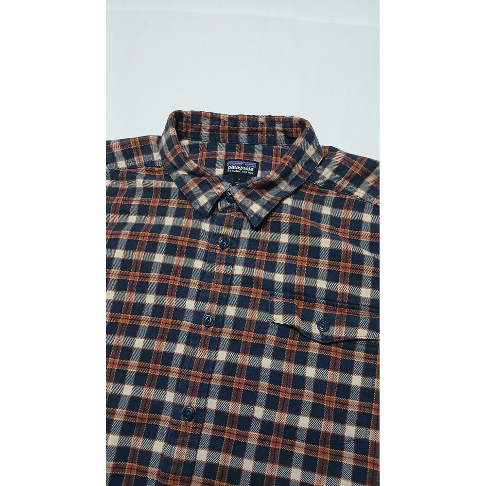 Patagonia Men's 100% Organic Cotton Plaid‎ Flannel Worn Wear Long Sleeve Size LG
